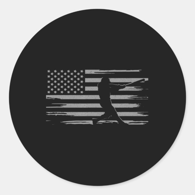 American Flag Baseball Apparel - Baseball  Classic Round Sticker (Front)