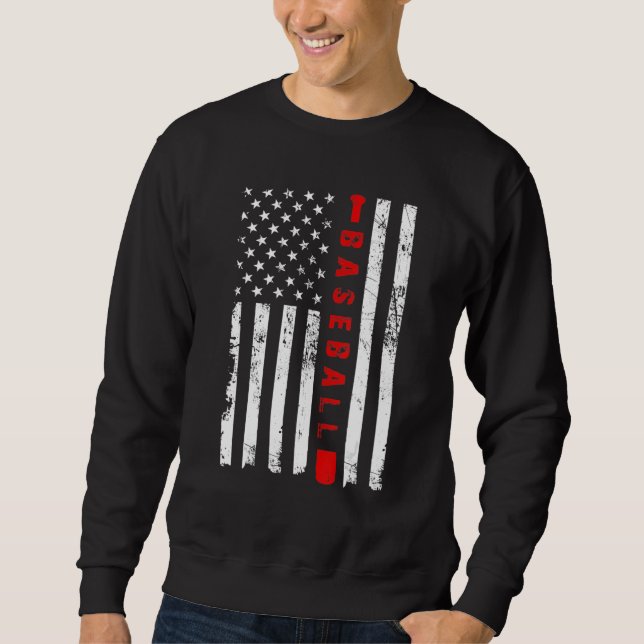 American Flag Baseball Apparel Baseball Gift Men W Sweatshirt (Front)