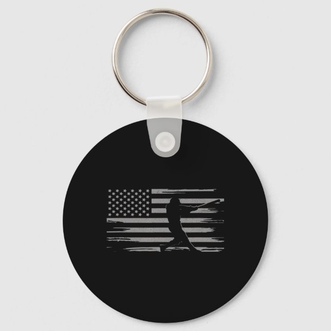 American Flag Baseball Apparel - Baseball  Key Ring (Front)