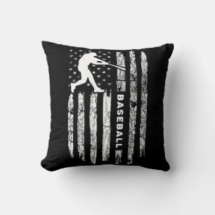 American Flag Baseball Apparel - Vintage Baseball  Cushion