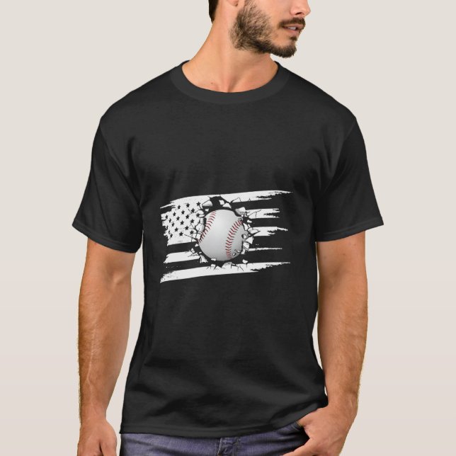 American Flag Baseball Baseball T-Shirt (Front)