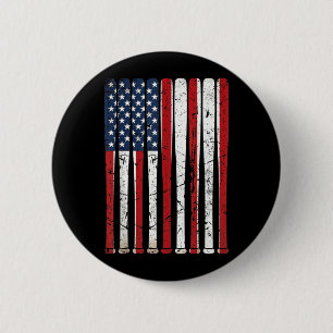 American Flag Baseball Bats Vintage USA 4th of 6 Cm Round Badge