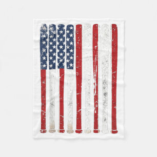 American Flag Baseball Bats Vintage USA 4th of Fleece Blanket
