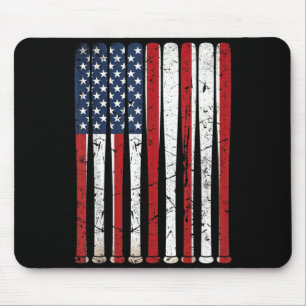 American Flag Baseball Bats Vintage USA 4th of Mouse Pad