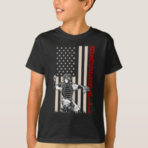 American Flag Baseball Catcher US Sportsman T-Shirt