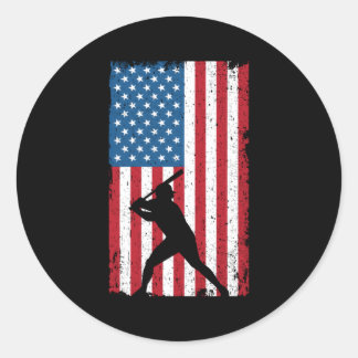 American Flag Baseball Classic Round Sticker