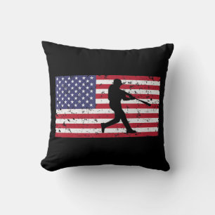 American Flag Baseball Cool Vintage Gift Jersey T Cushion
