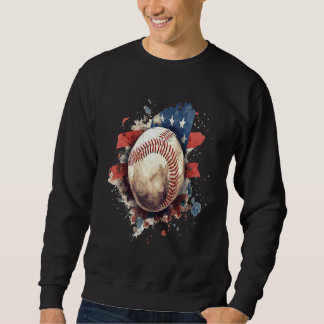 American Flag Baseball For Men Vintage Father s Da Sweatshirt