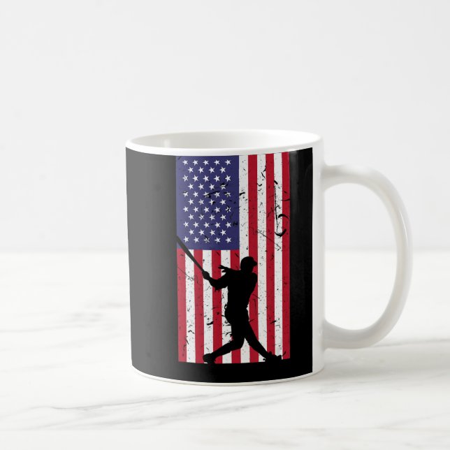 American Flag Baseball Gifts for Men Uni Coffee Mug (Right)