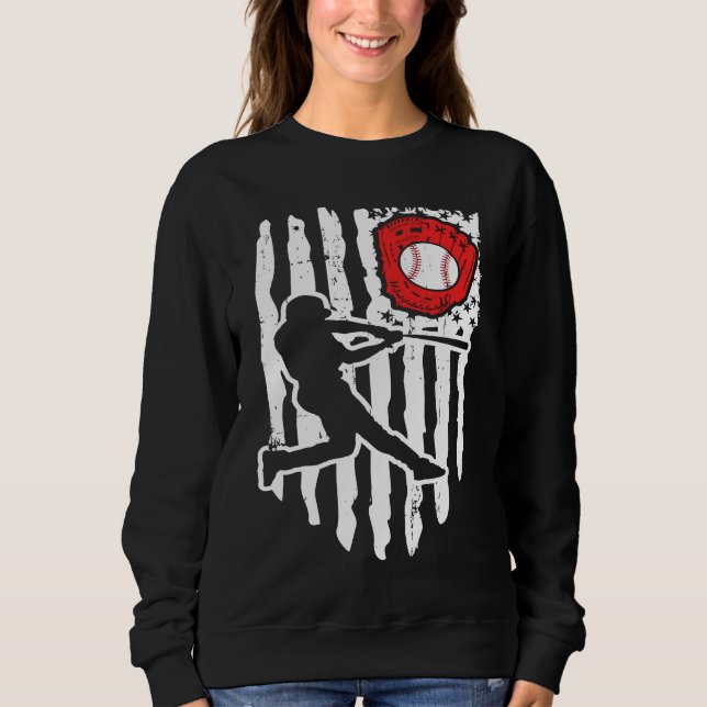 American Flag Baseball Player  1 Sweatshirt (Front)