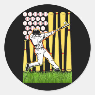 American Flag Baseball Player 4th of July Men USA Classic Round Sticker