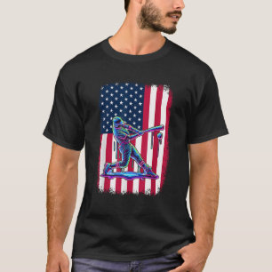 American Flag Baseball Player Bat Patriotic 4th Of T-Shirt