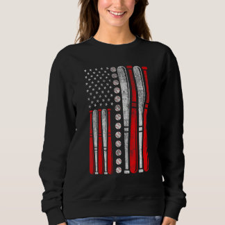 American Flag Baseball Red White Blue 4th Of July  Sweatshirt