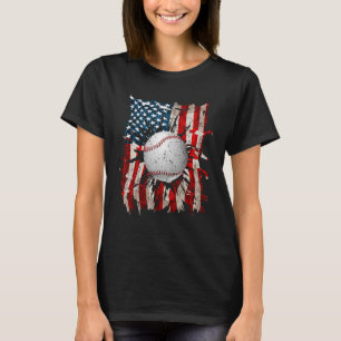 American Flag Baseball Red White Blue 4th of July T-Shirt