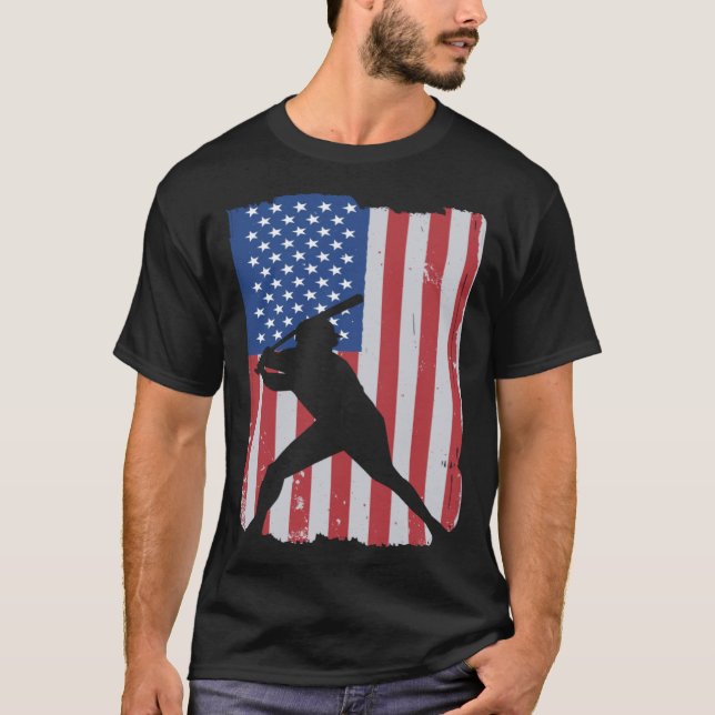 American Flag Baseball T-Shirt (Front)
