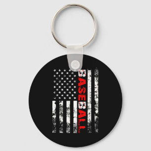 American Flag Baseball Team 282 T Shirt  Key Ring