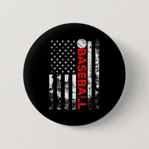 American Flag Baseball Team Gift 6 Cm Round Badge