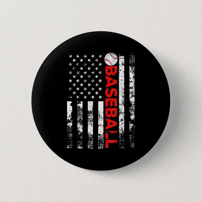 American Flag Baseball Team Gift  6 Cm Round Badge (Front)