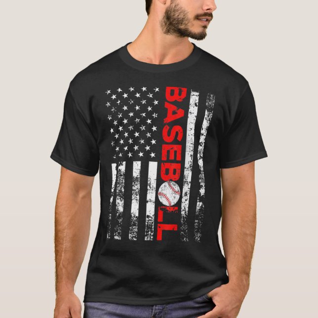 American Flag Baseball Team Gift Baseball Shirt Fo (Front)