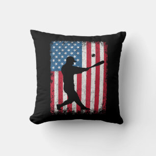 American Flag Baseball Team Gift for Men Boys Girl Cushion