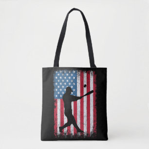 American Flag Baseball Team Gift for Men Boys Girl Tote Bag