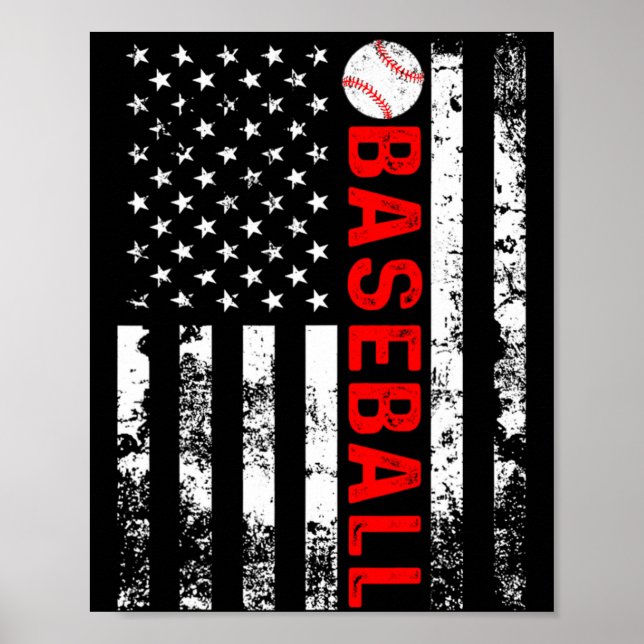 American Flag Baseball Team Gift Funny Baseball T  Poster (Front)