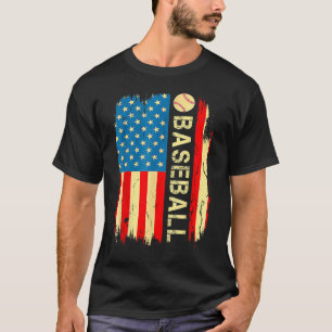 American Flag Baseball Team Gift Men Boys Dad 4th  T-Shirt