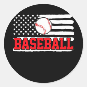 American Flag Baseball Team Gifts  Classic Round Sticker