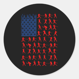 American Flag Baseball Team Gifts T Shirt Classic Round Sticker