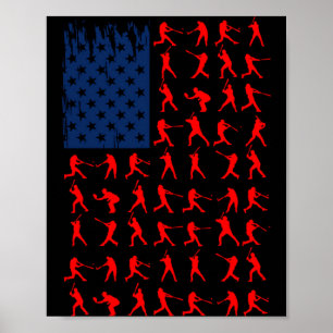American Flag Baseball Team Gifts T Shirt Poster