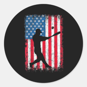 American Flag Baseball Team Men Boys Kids Girls Wo Classic Round Sticker