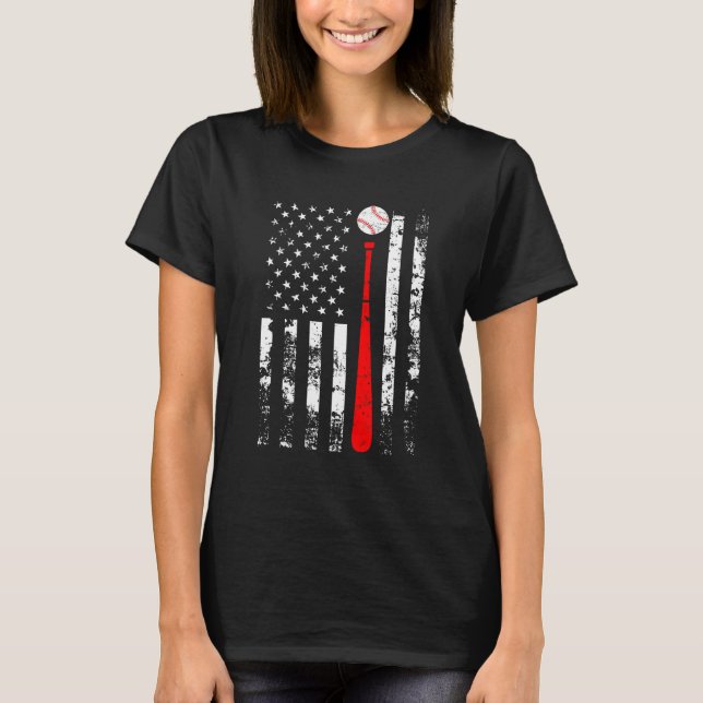 American Flag Baseball Team T-Shirt (Front)