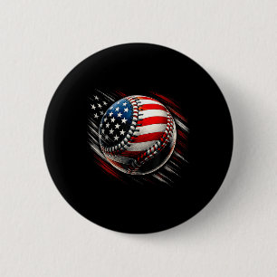 American Flag Baseball Tee Usa Patriotic Independe 6 Cm Round Badge