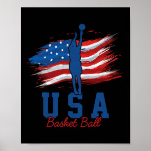 American Flag Basketball 4th Of July Usa Support T Poster