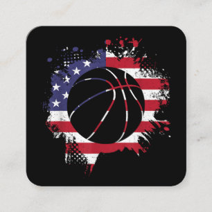 American Flag Basketball Player  Square Business Card