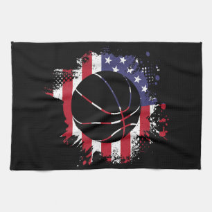 American Flag Basketball Player Tea Towel