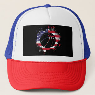American Flag Basketball Player Trucker Hat