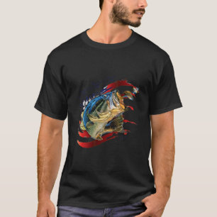 American Flag Bass Comfortable Fishing T-Shirt