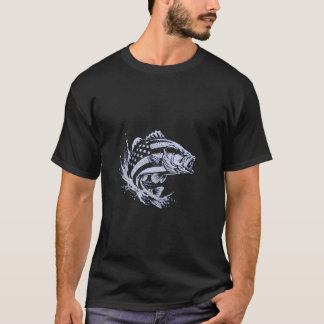 American Flag Bass Fishing Splash T-Shirt