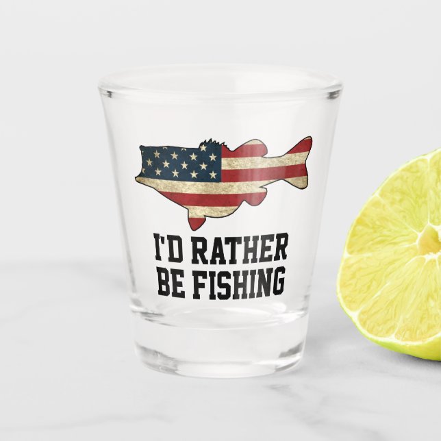 American Flag Bass Rather Be Fishing Shot Glass (Front)