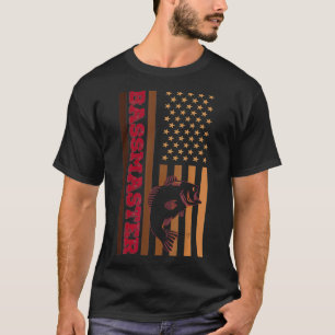 American Flag Bassmaster Fishing present for Bassh T-Shirt