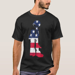 American Flag Battle Cross Veteran Memorial Day T-Shirt