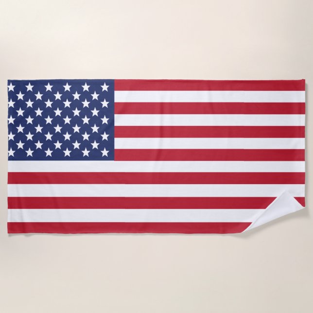 American Flag Beach Towels or Add Your Text, Image (Front)