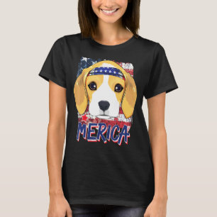 American Flag Beagle Dog Merica Bandanna 4th Of Ju T-Shirt