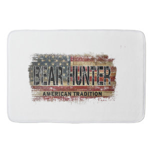 American Flag Bear Hunter Bath Mat