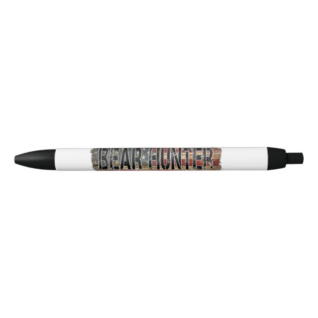 American Flag Bear Hunter Black Ink Pen (Front)
