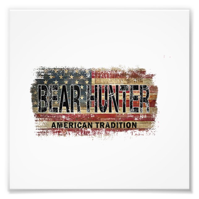 American Flag Bear Hunter Photo Print (Front)