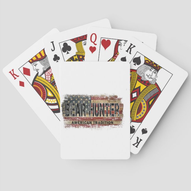 American Flag Bear Hunter Playing Cards (Back)