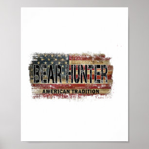 American Flag Bear Hunter Poster