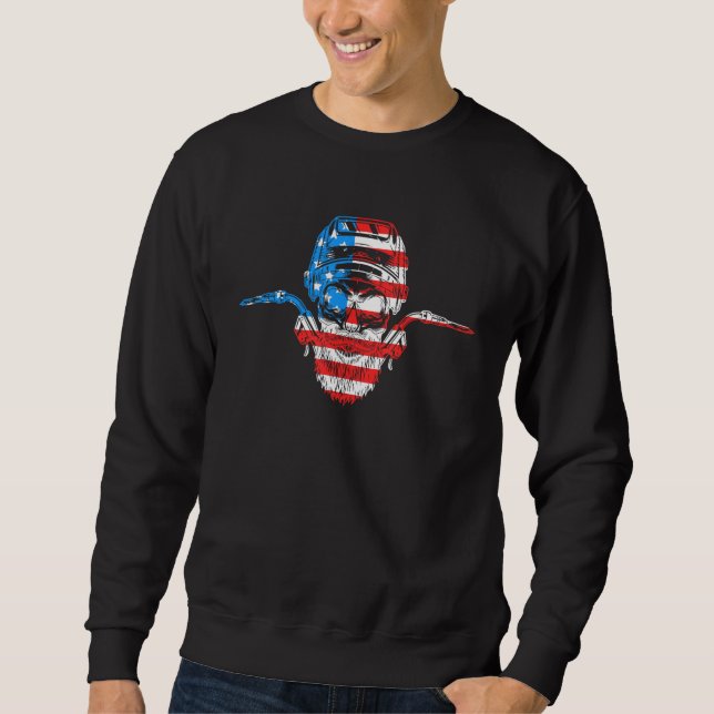 American Flag Bearded Welder for Patriotic USA Wel Sweatshirt (Front)